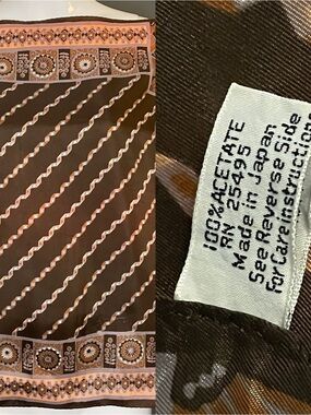 Fun Vintage Salmon Pink Boho Print Scarf 23 In Sq Excellent Condition